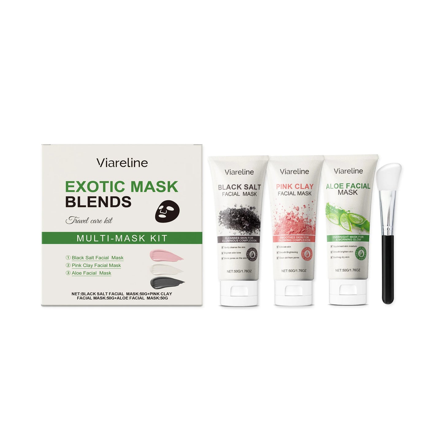 Viareline 1set Cleaning Facial Mask Set Exfoliating Blackhead Removal Oil Control Shrink Pores Moisturizing Brightening Face Set