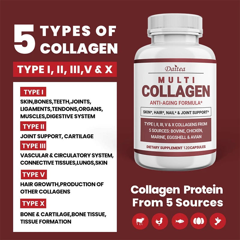 Multi-Collagen Peptides Anti-Aging Supplement