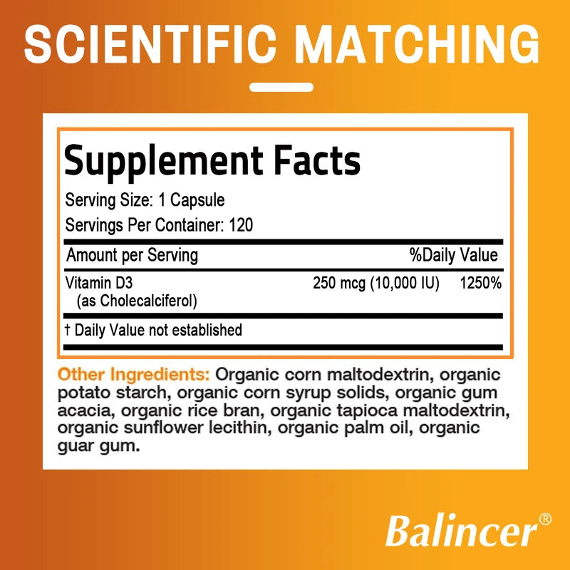 Vitamin D3, Supports Calcium Absorption, Muscle Strength