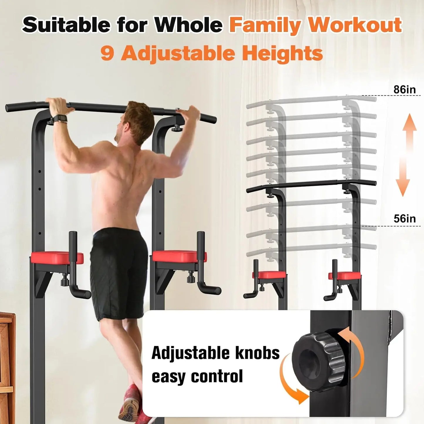 Pull Up & Dip Station for Home Gym