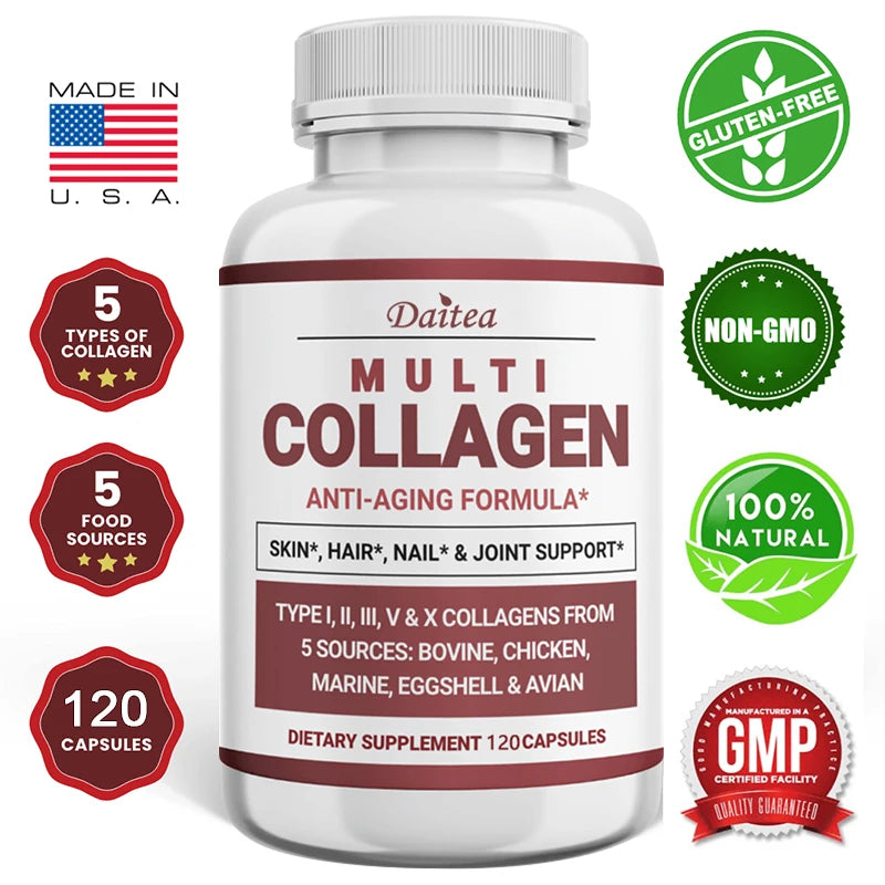 Multi-Collagen Peptides Anti-Aging Supplement