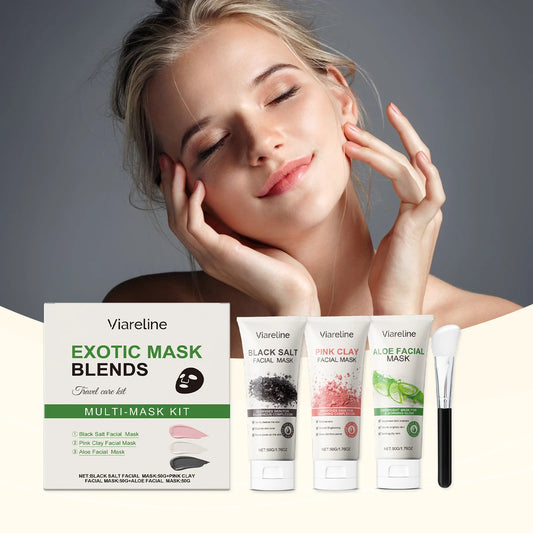 Viareline 1set Cleaning Facial Mask Set Exfoliating Blackhead Removal Oil Control Shrink Pores Moisturizing Brightening Face Set