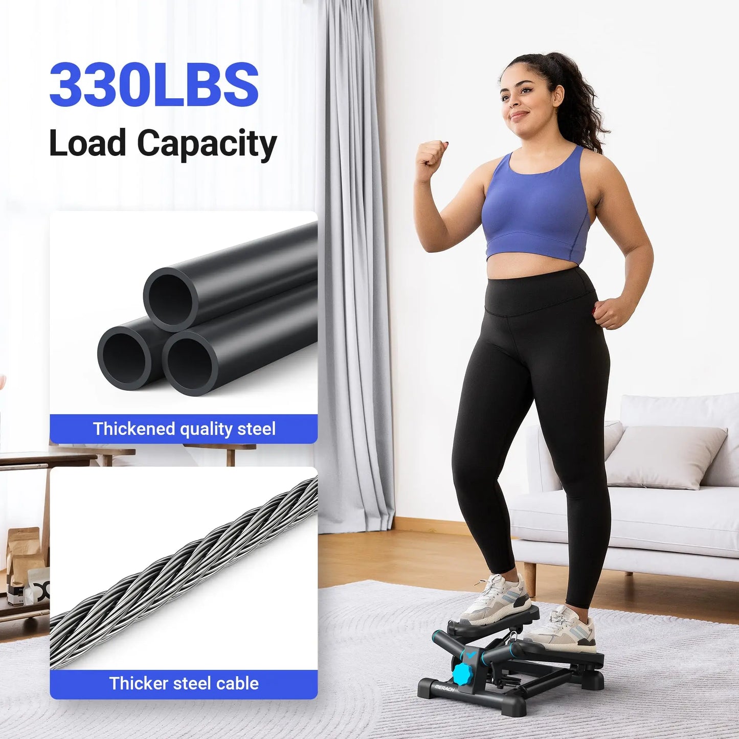 330LBS Capacity Mini Stepper with Resistance Band