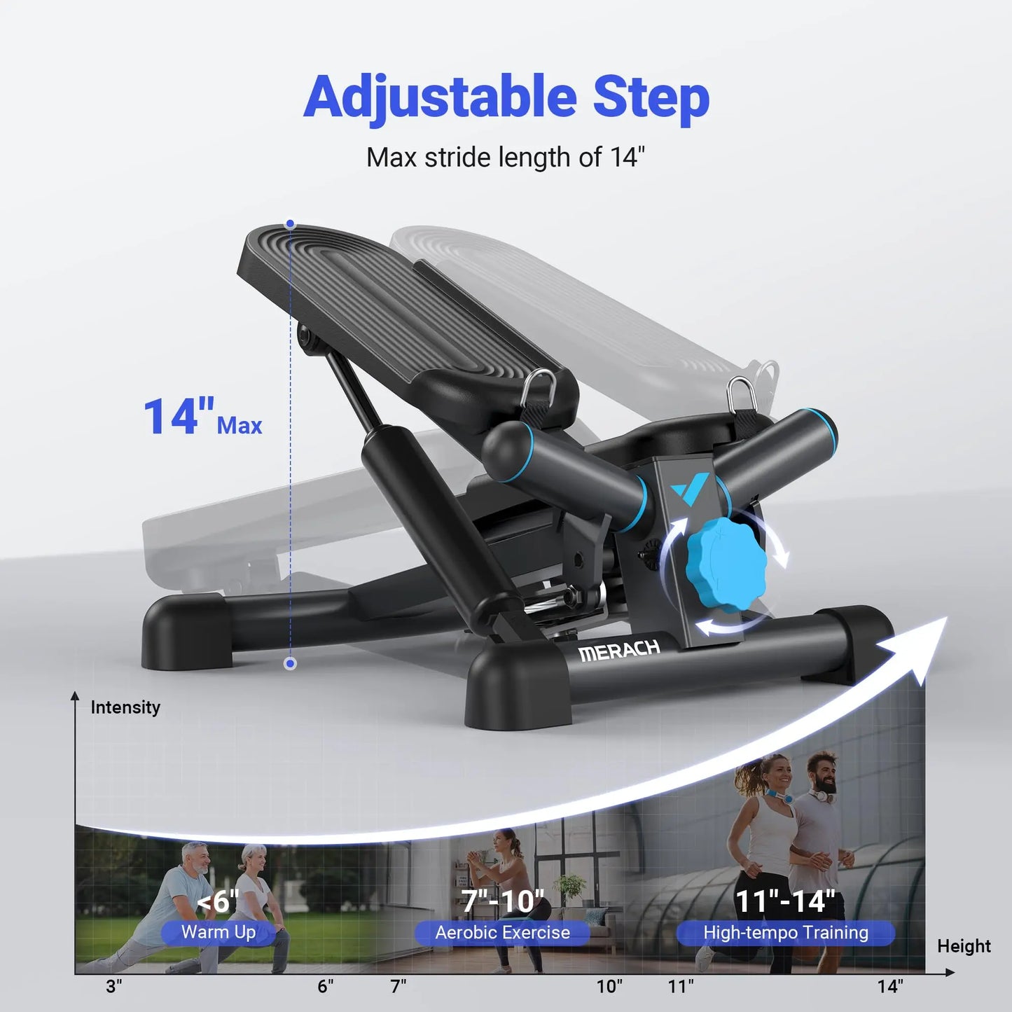 330LBS Capacity Mini Stepper with Resistance Band