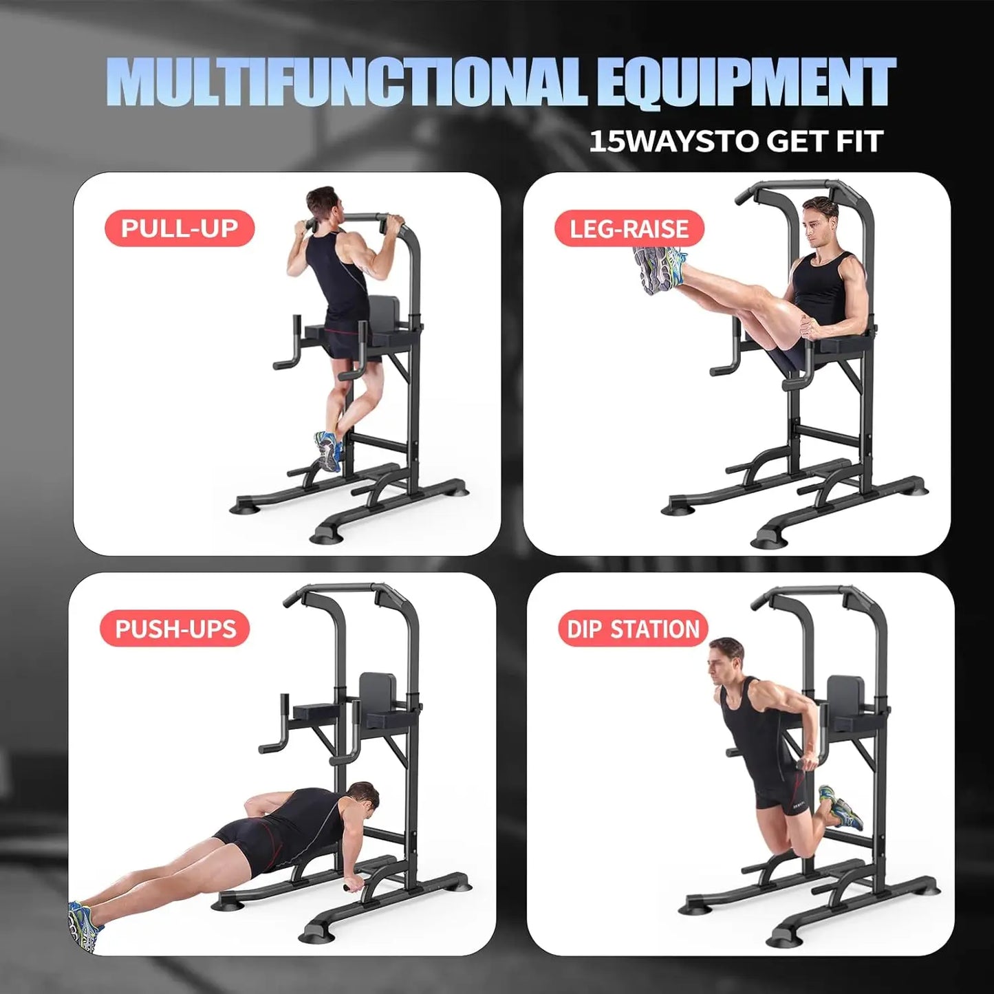 Adjustable Height Pull Up & Dip Station