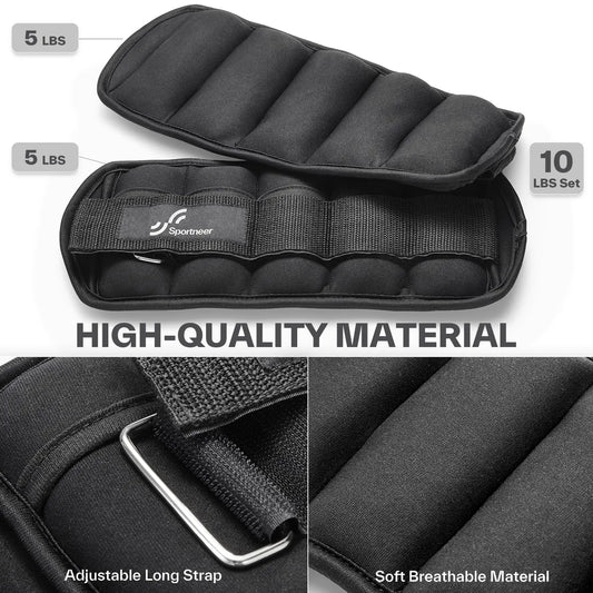 Adjustable Ankle Weights - 1Pair 10lb Leg Weights