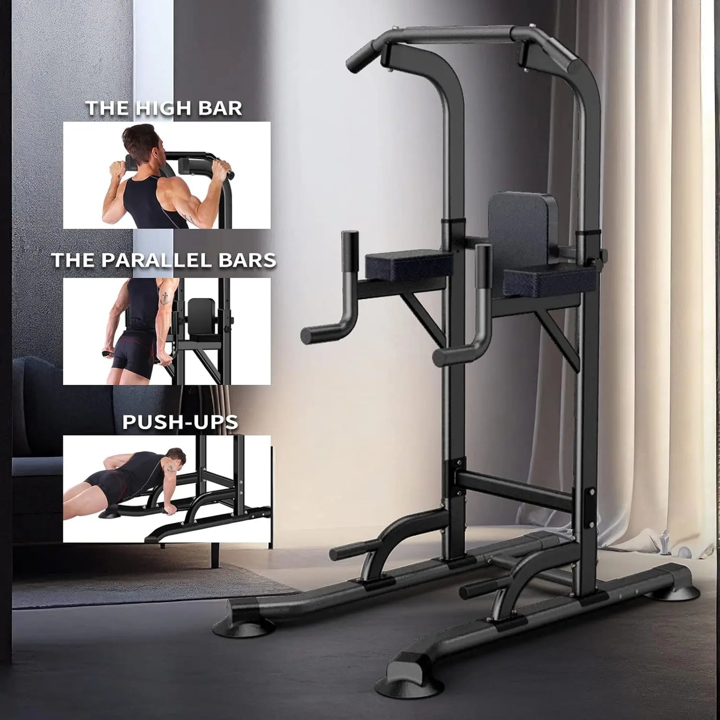 Adjustable Height Pull Up & Dip Station