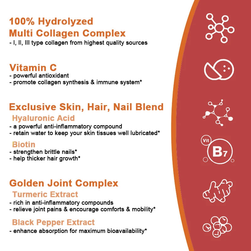Multi-Collagen Peptides Anti-Aging Supplement