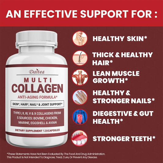 Multi-Collagen Peptides Anti-Aging Supplement