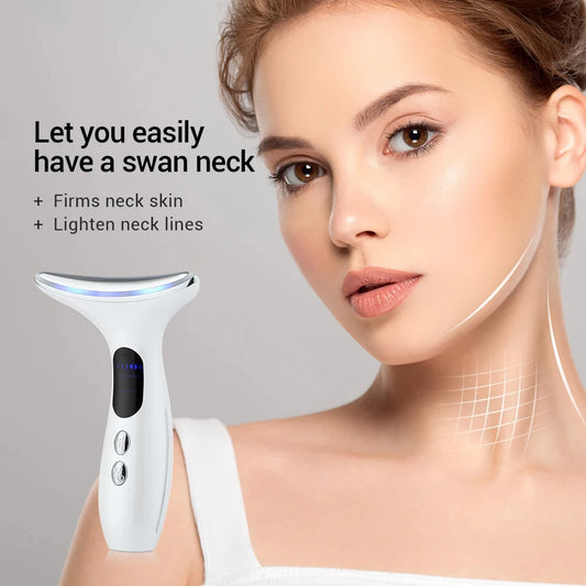 Neck Skin Care Massager Comfortable Facial Massager Face and Neck Beauty Device for Skin Care Adults Men and Women White