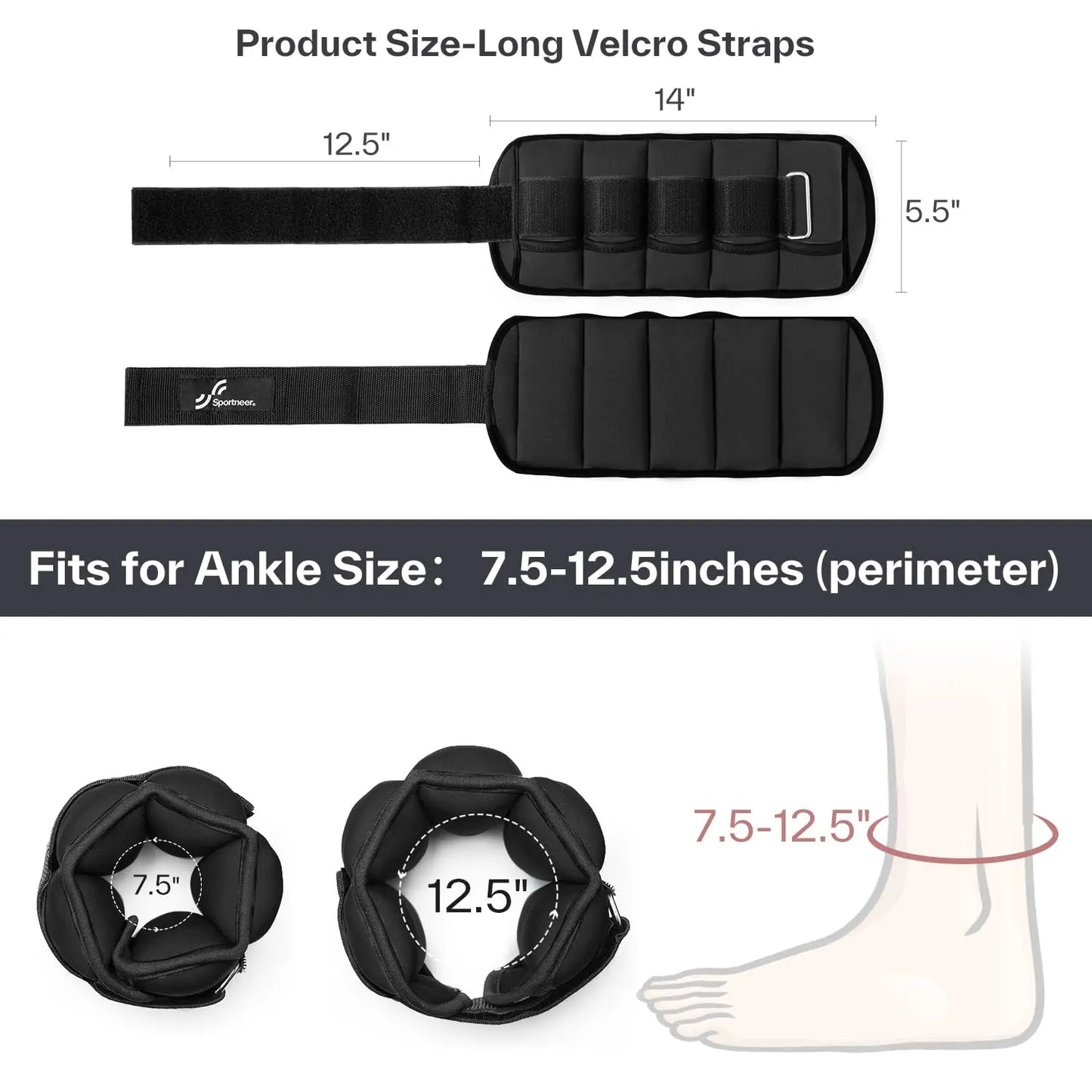 Adjustable Ankle Weights - 1Pair 10lb Leg Weights