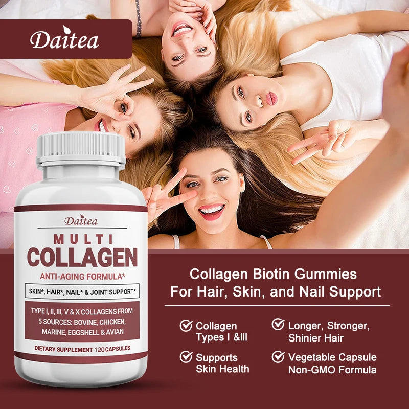 Multi-Collagen Peptides Anti-Aging Supplement