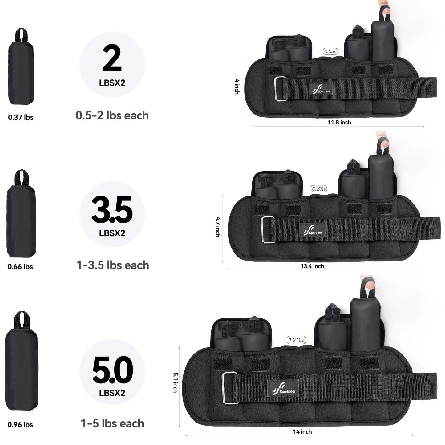 Adjustable Wrist and Ankle Weights 1 Pair