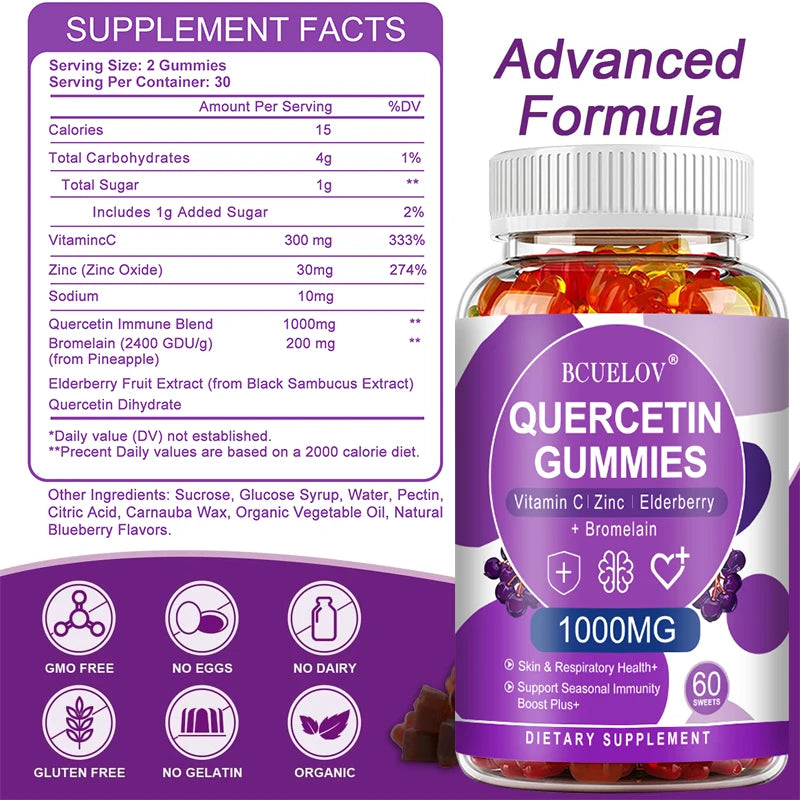 Quercetin Gummies - with Zinc, Vitamin C, Bromelain