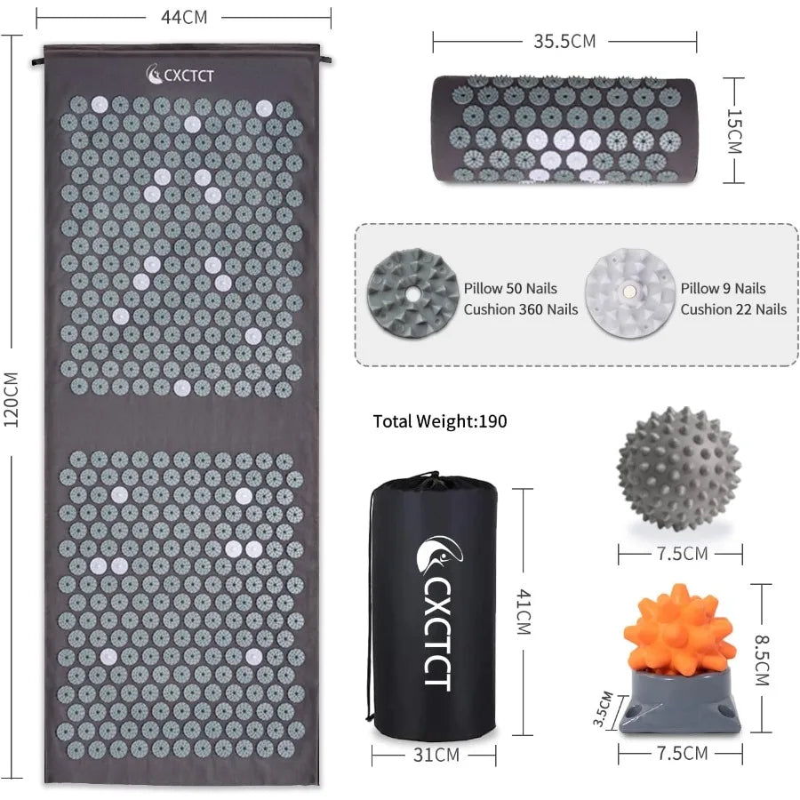 Extra Long Acupressure Mat Set with Pillow