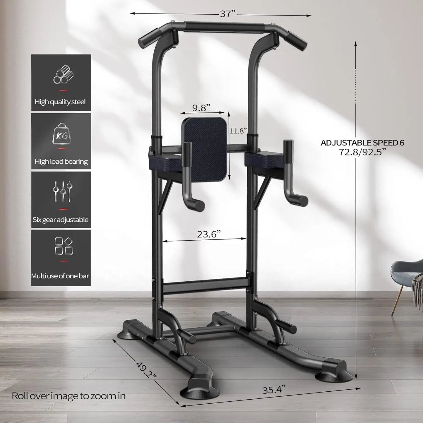 Adjustable Height Pull Up & Dip Station